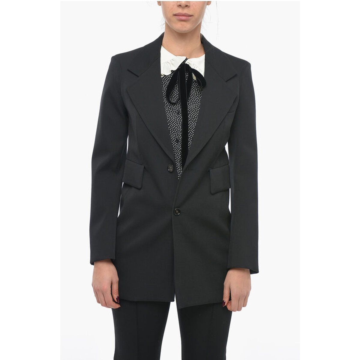 Taillierter Long-Blazer aus Stretchwolle