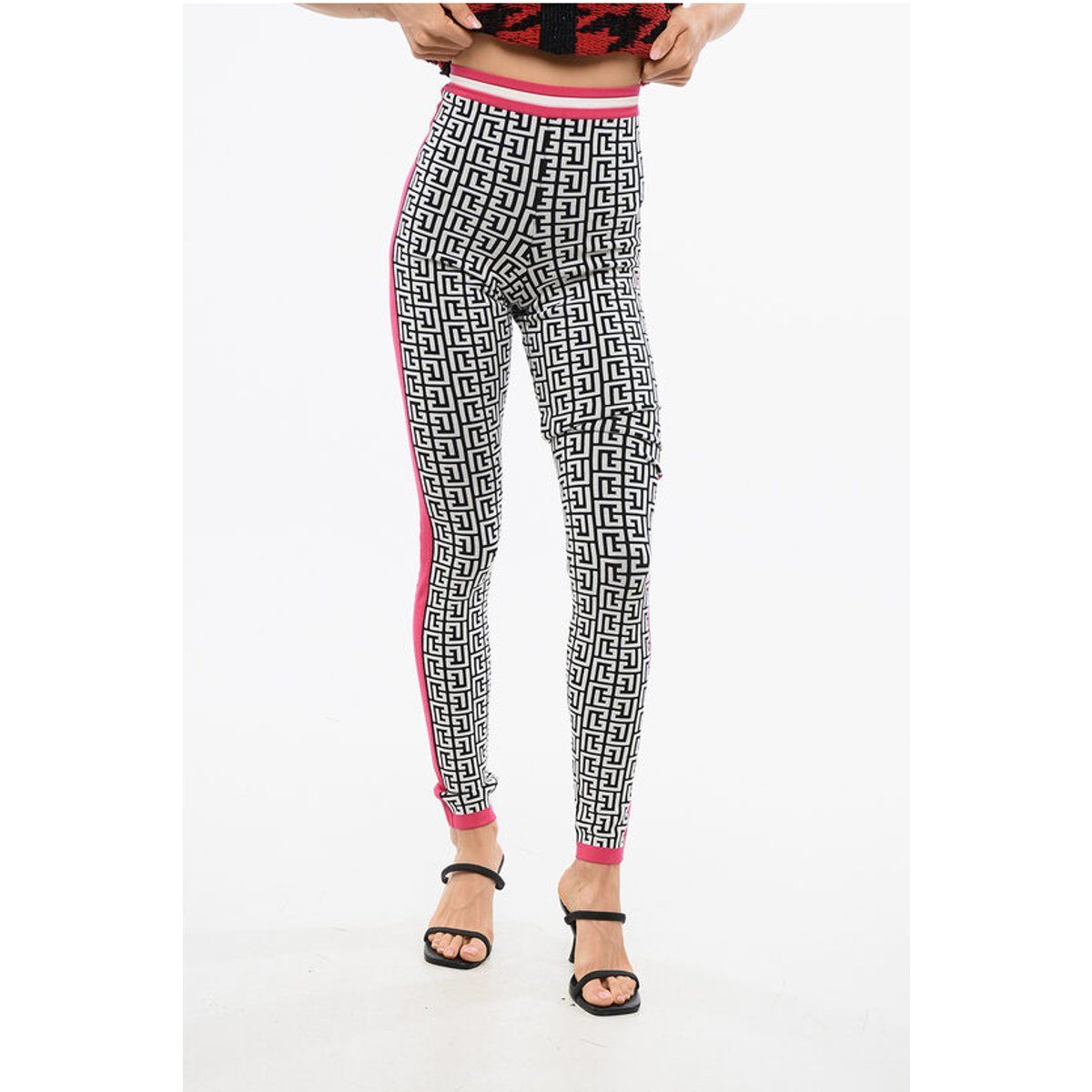 Gestrumpfte Monogramm-Leggings mit Kontrastdetails