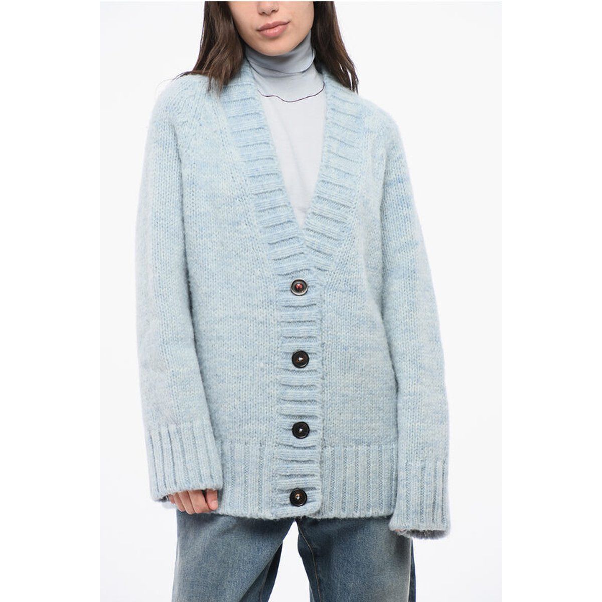 Übergroßer Strickcardigan mit V-Ausschnitt