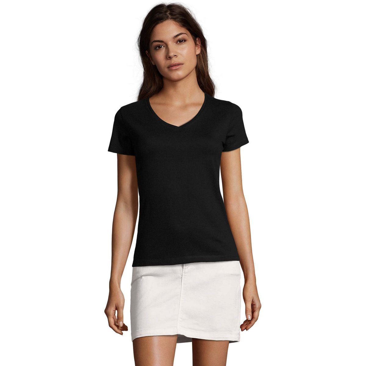 Essentielles Baumwoll-T-Shirt mit V-Ausschnitt