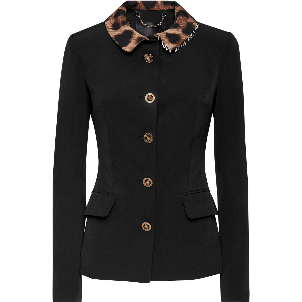 Taillierter Blazer mit Leoparden-Kragen