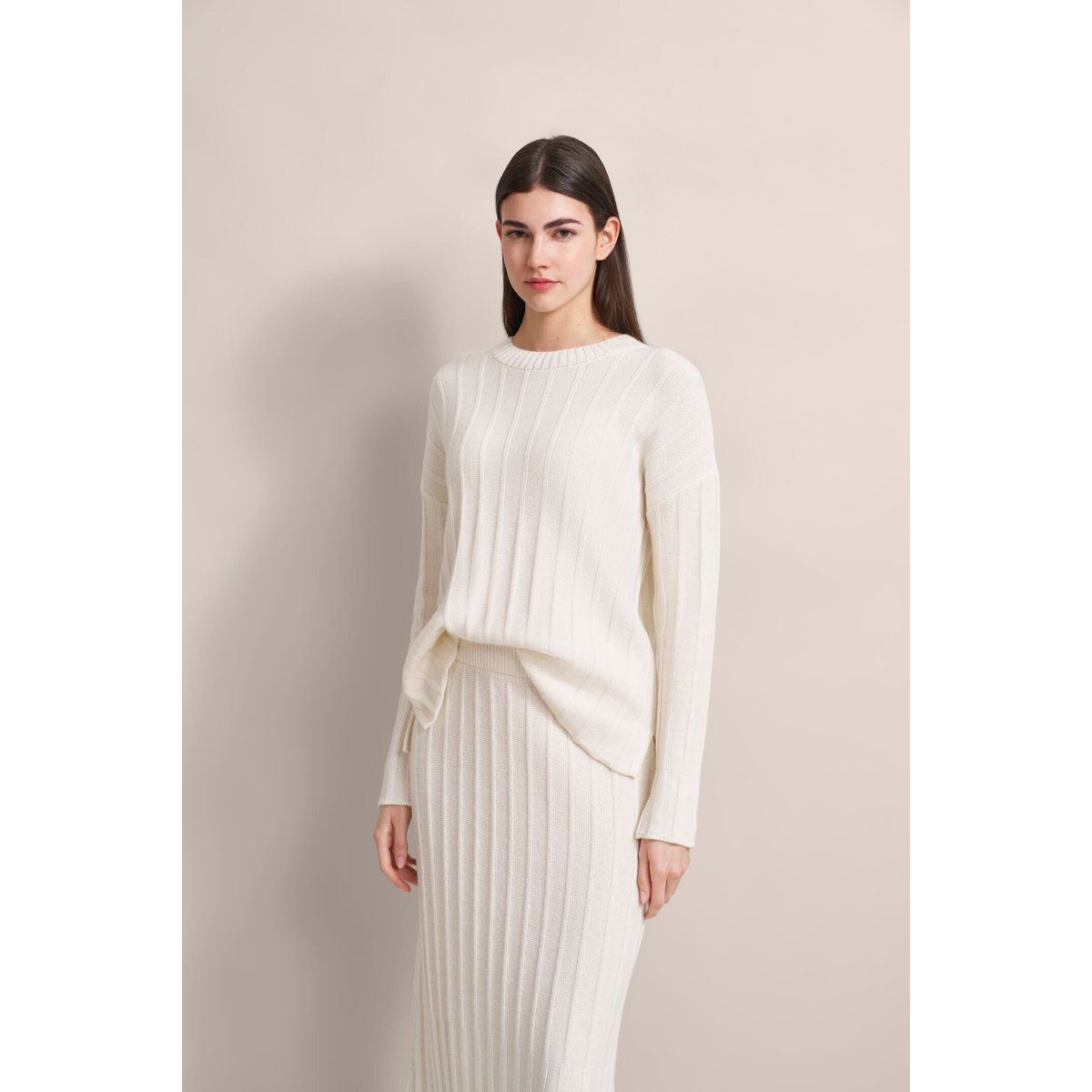 Gerippter Woll-Kaschmir-Pullover