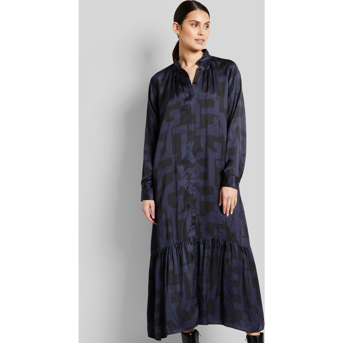 Hemdblusenkleid mit Grafikprint und Volant