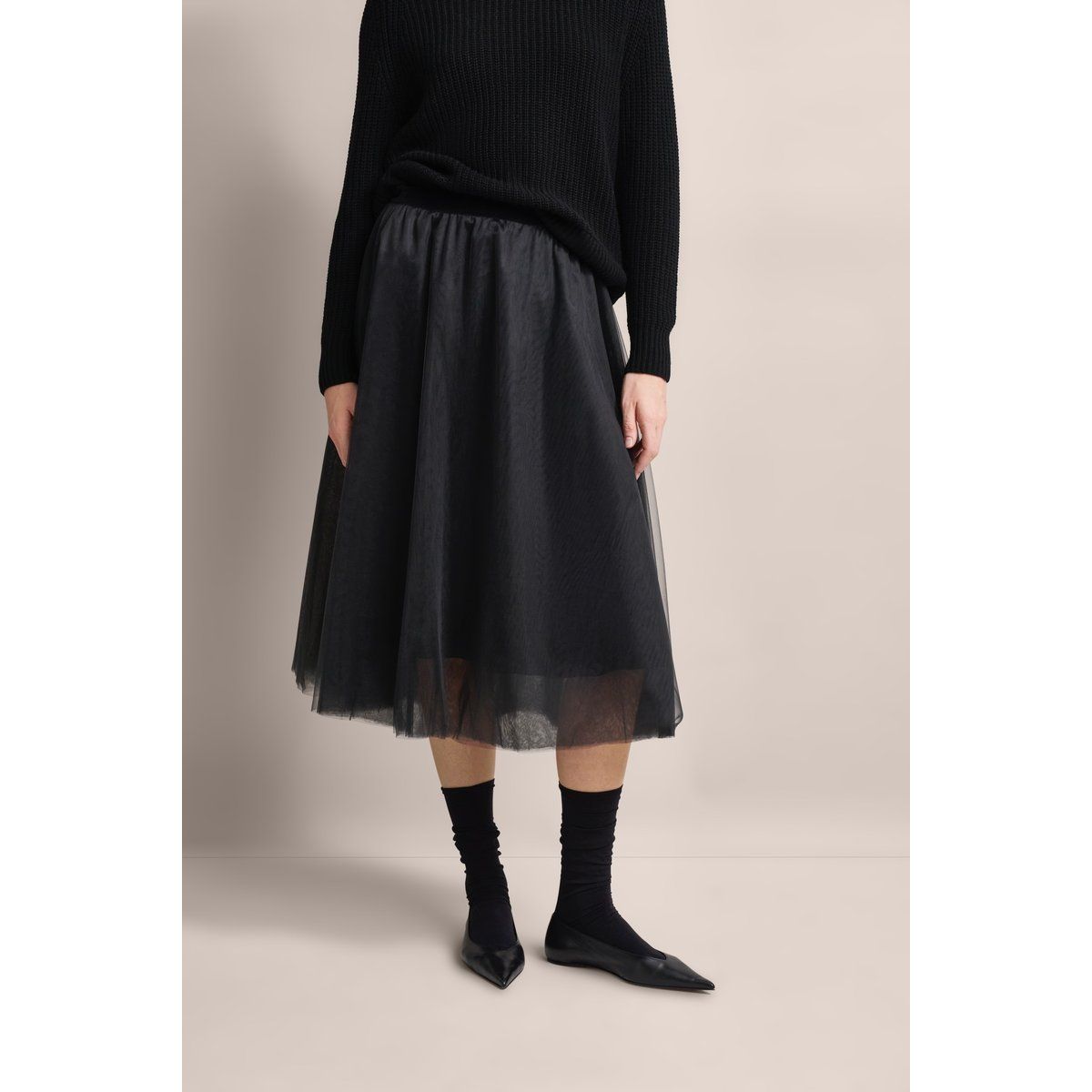 Eleganter mehrlagiger Mesh-Midirock