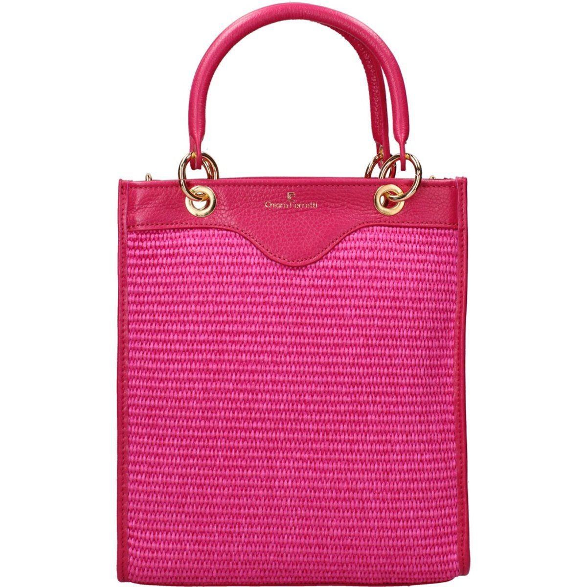 Shopper aus Leder und Bastgewebe