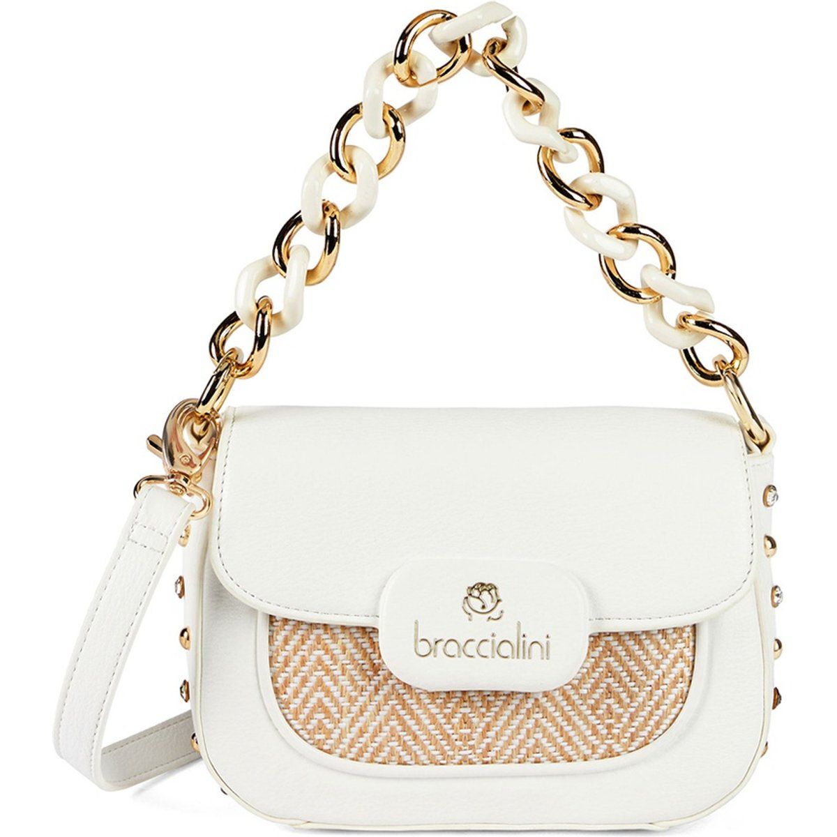 Elegante Überschlagtasche mit Webdetail