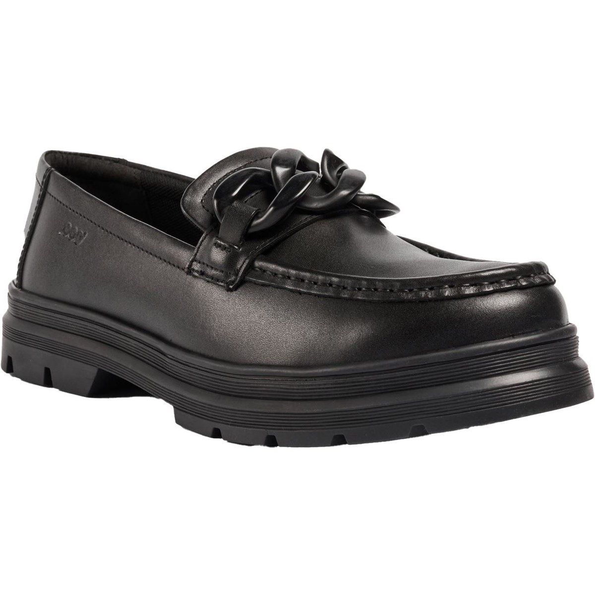 Chunky Leder-Loafer mit Kettendetail