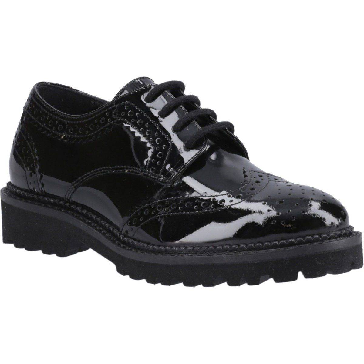 Glänzende Lackleder-Brogues mit Flügelkappe