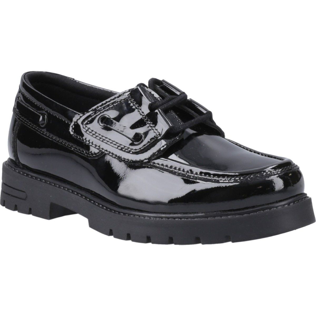 Lackleder Bootsschuhe mit Profilsohle