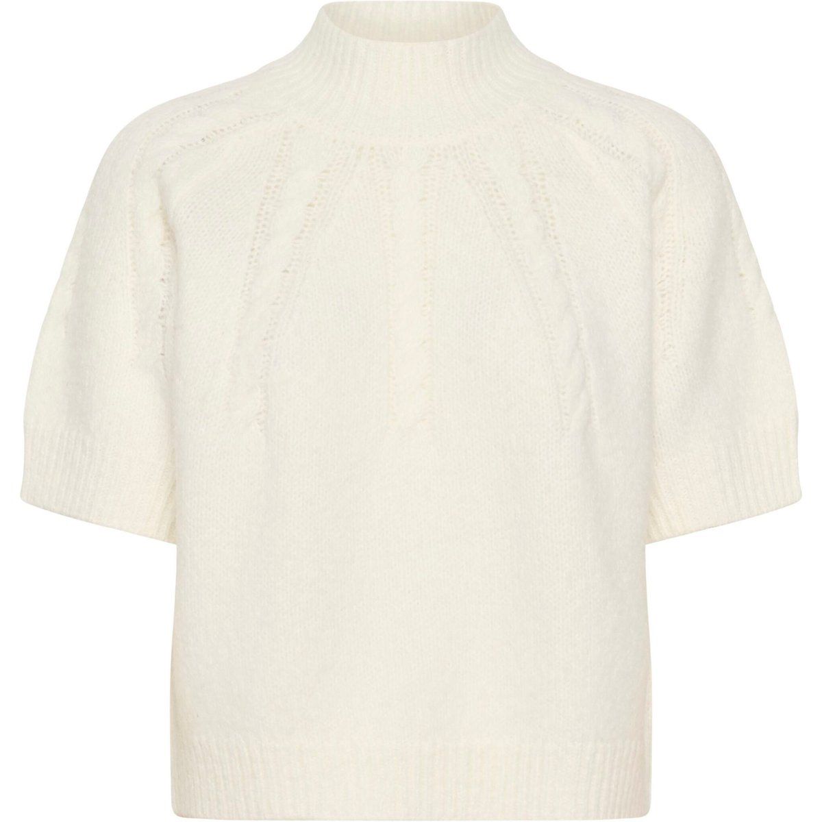 Kurzärmliger Strickpullover mit Zopfmuster