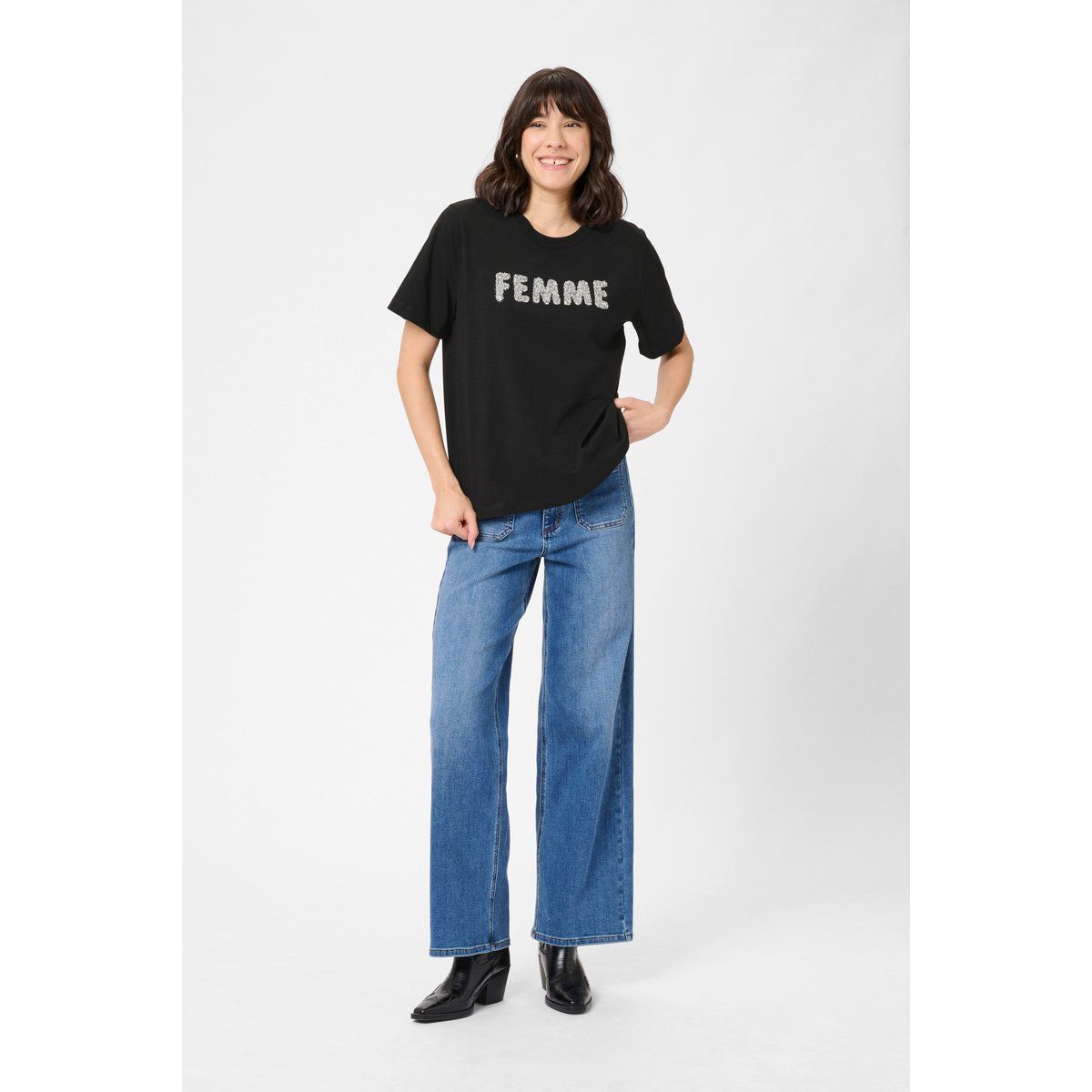 T-Shirt mit Pailletten-Schriftzug