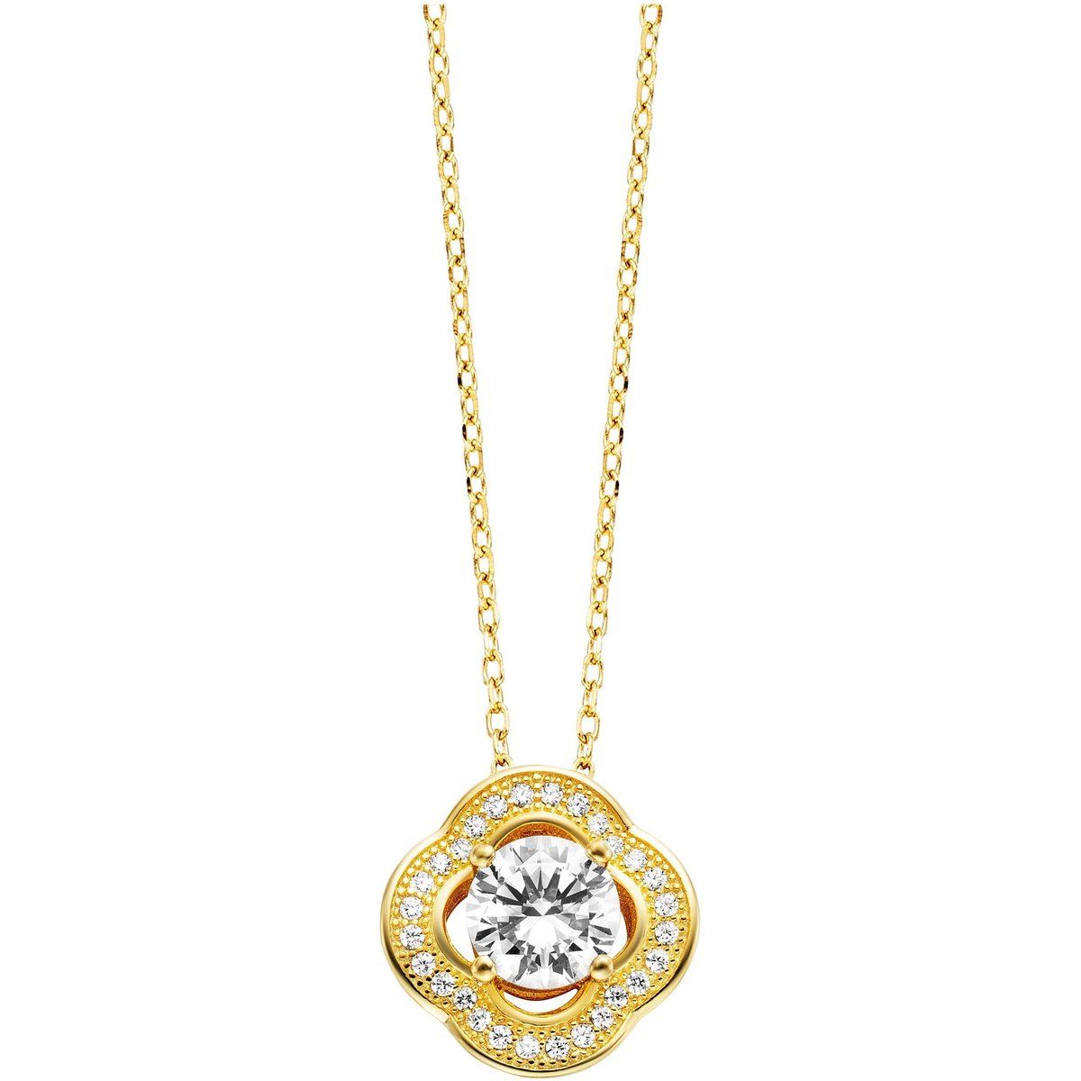 Elegante Halskette mit floralem Zirkonia-Anhänger