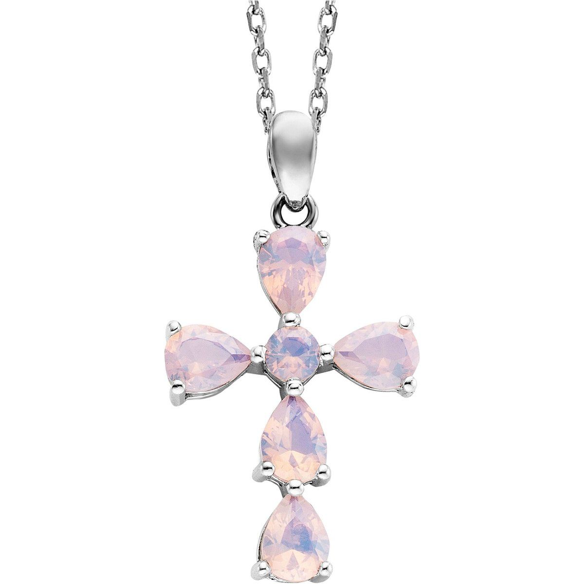 Elegante Kreuzkette mit Perlmutt-Zirkonia