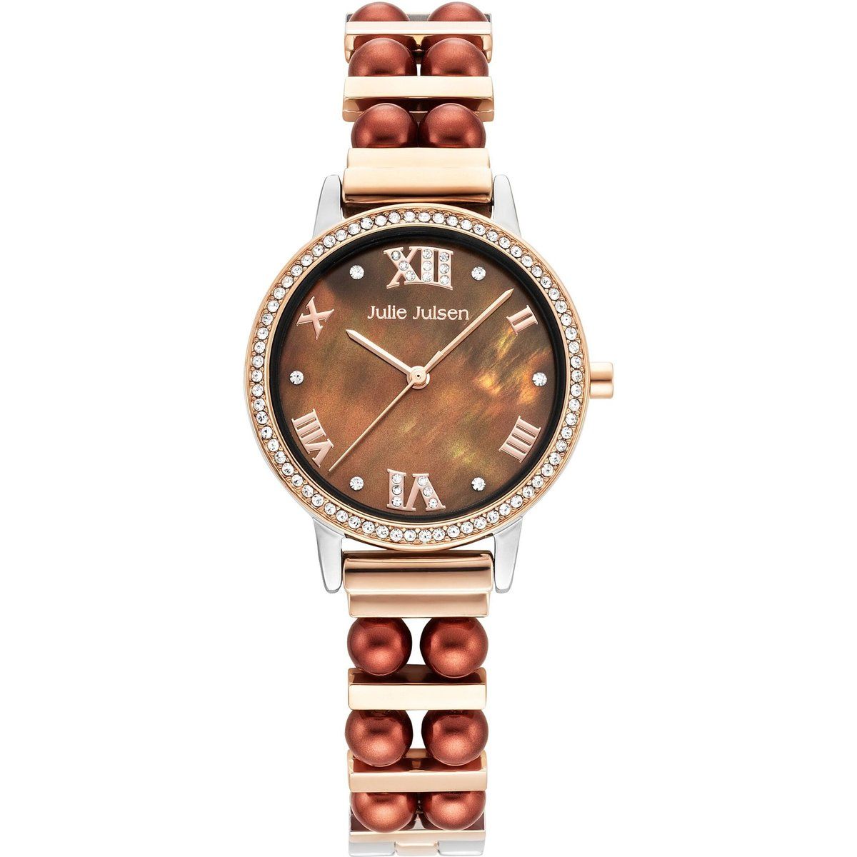 Perlen-Armbanduhr mit Kristallen