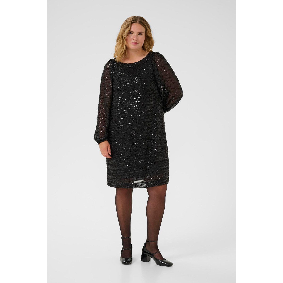 Langärmliges A-Linien-Paillettenkleid