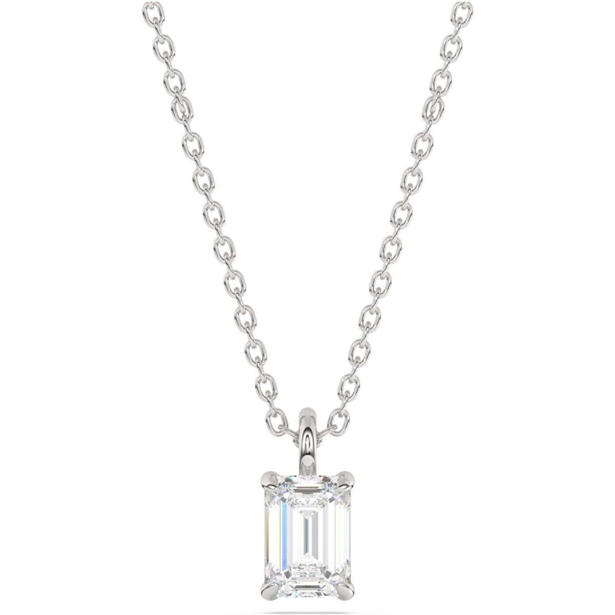 Solitär-Halskette mit Smaragdschliff-Lab-Diamant