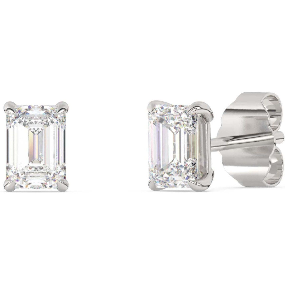 Klassische Diamant-Ohrstecker im Smaragdschliff