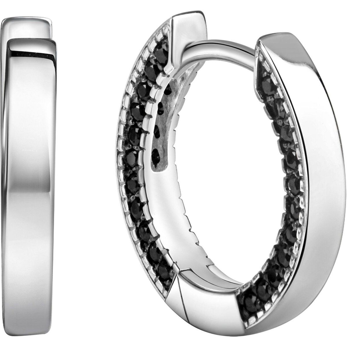 Sterling Silber Creolen mit schwarzen Zirkonia