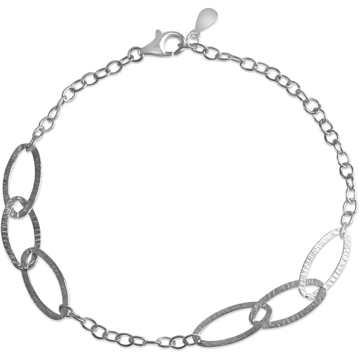 Strukturiertes Gliederkettenarmband mit Ovalen