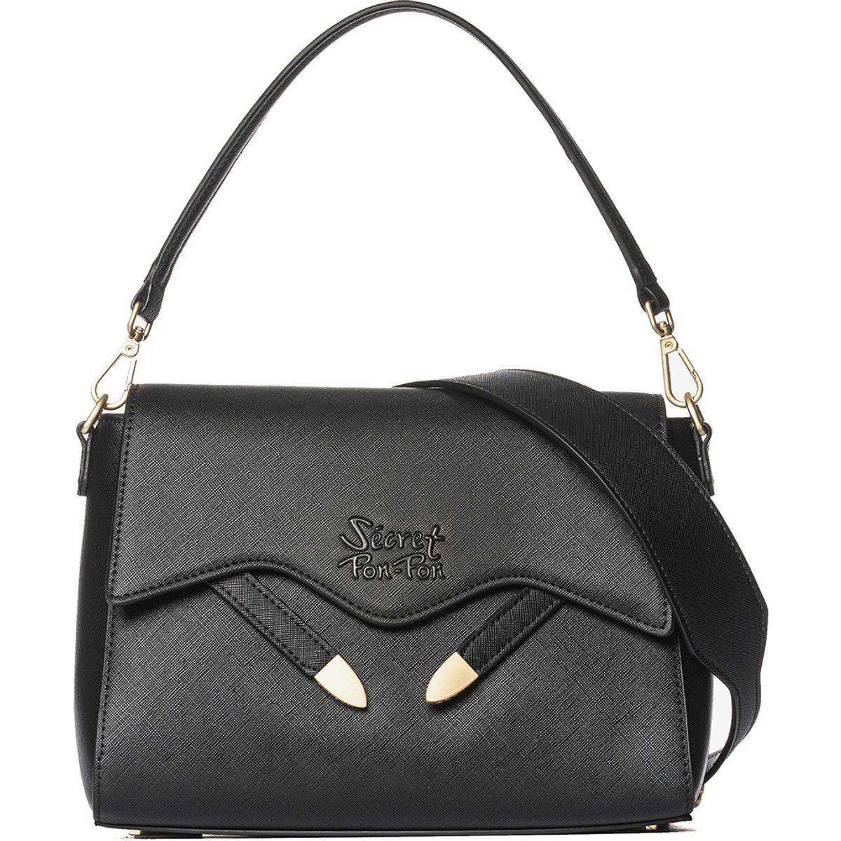 Handtasche mit Wellenklappe in Saffiano-Optik