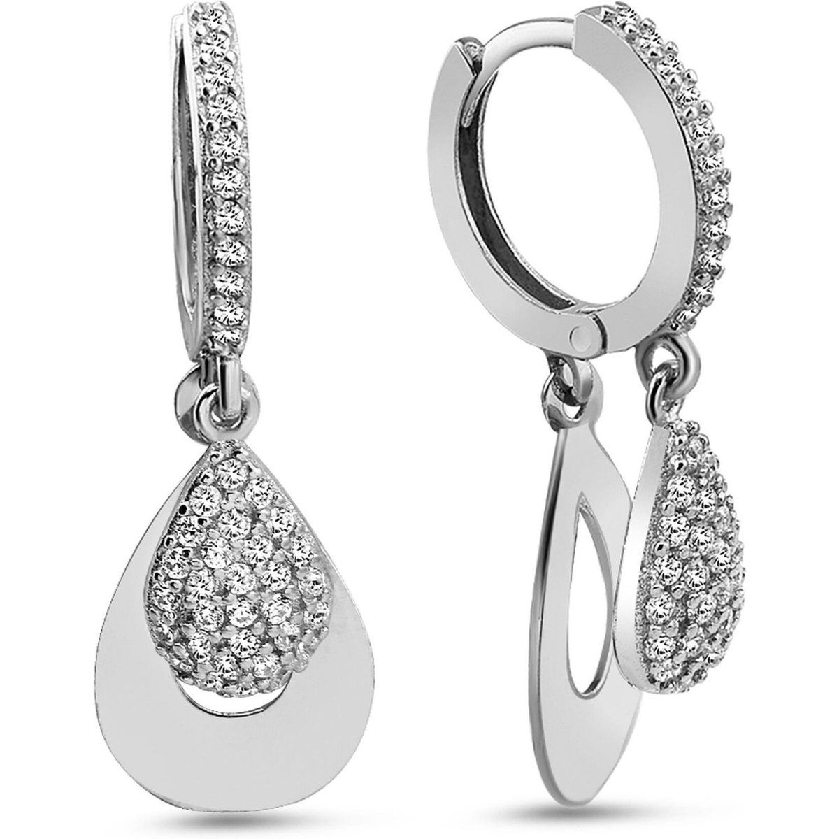 Ohrhänger mit Zirkonia-Pavé und Tropfen
