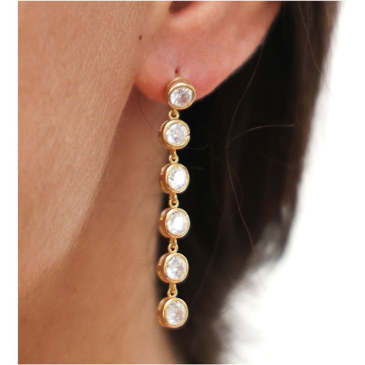 Elegante Vergoldete Ohrhänger mit Zirkonia
