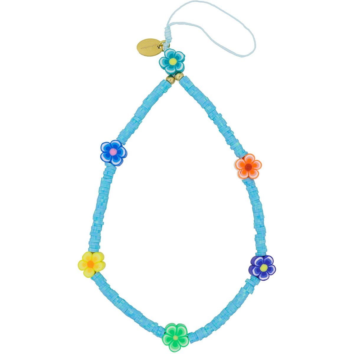 Bunte Perlen-Handykette mit Blumen