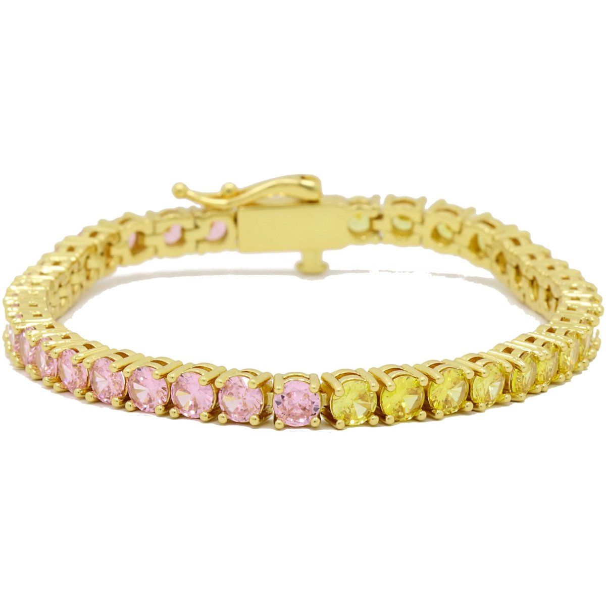 Strahlendes zweifarbiges Tennisarmband mit Zirkonia