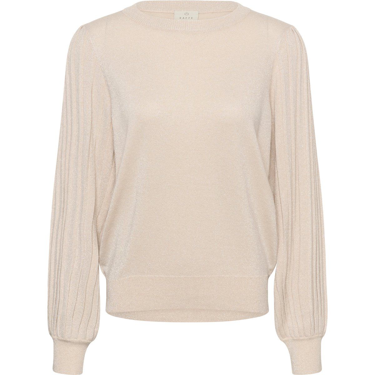 Schimmernder Strickpullover mit Puffärmeln