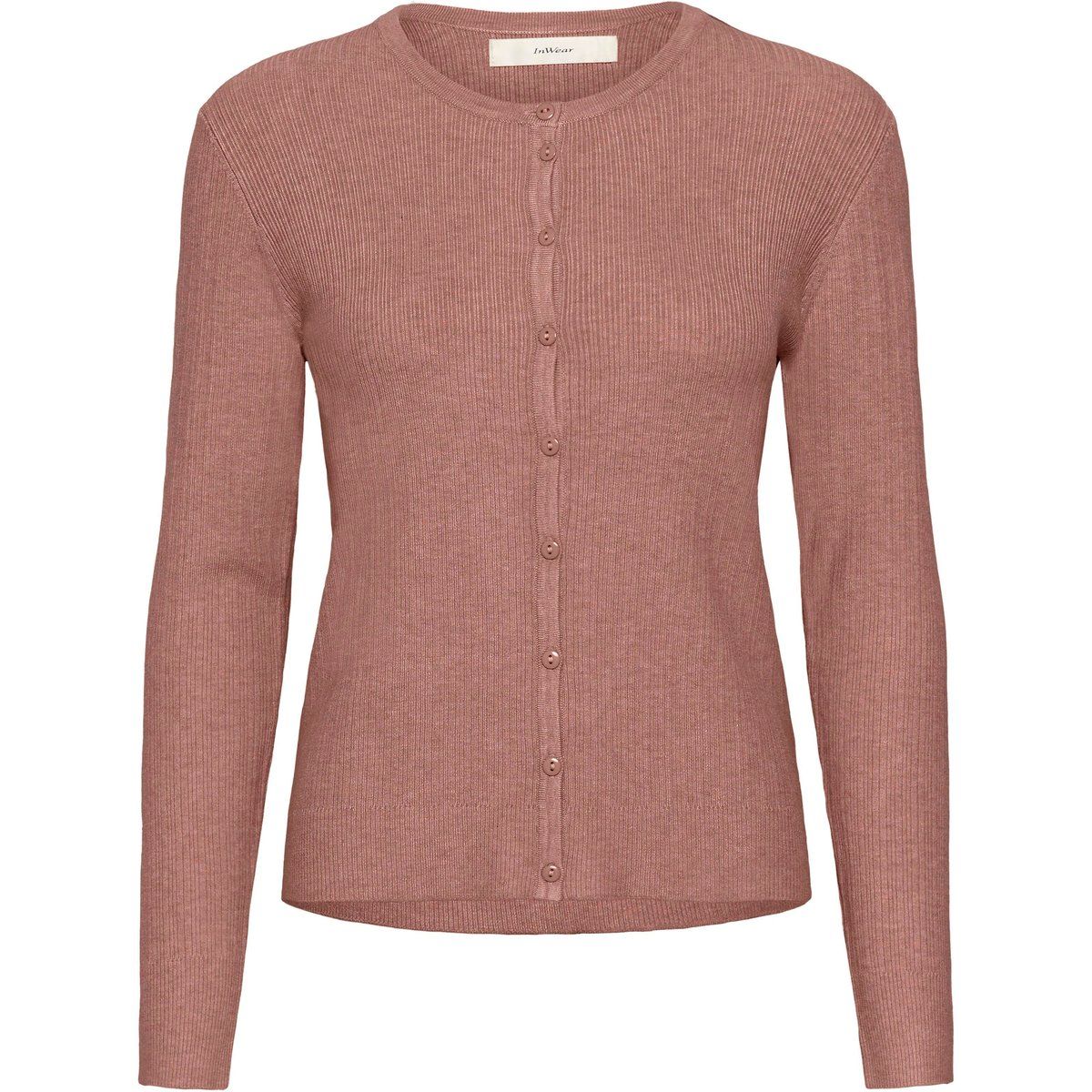 Rippstrick-Cardigan mit Rundhalsausschnitt