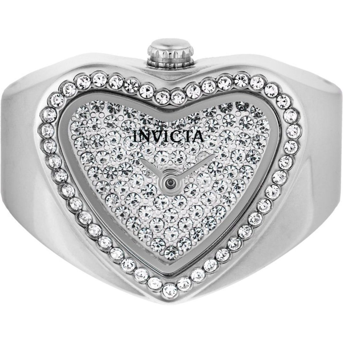 Herzförmige Ring-Uhr mit Pavé-Kristallen