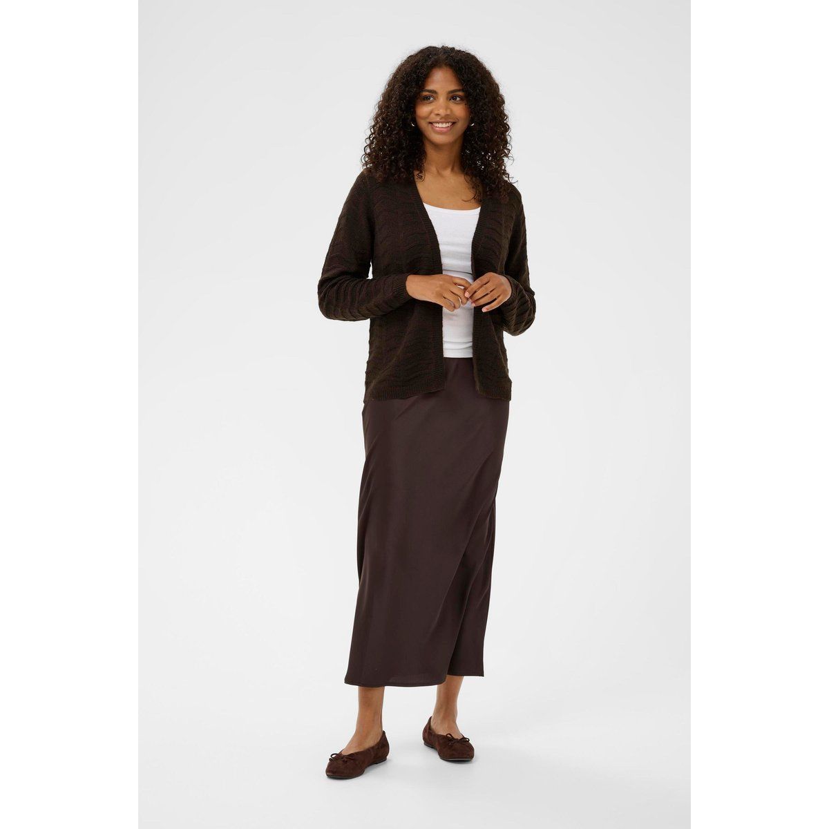Strukturierte Strickjacke mit offener Front
