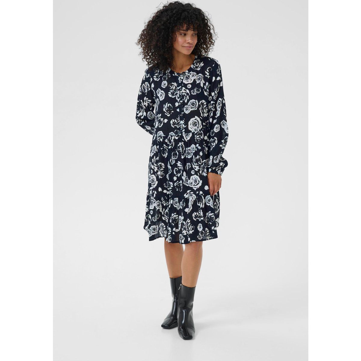 Gestuftes Minikleid mit Blumenprint