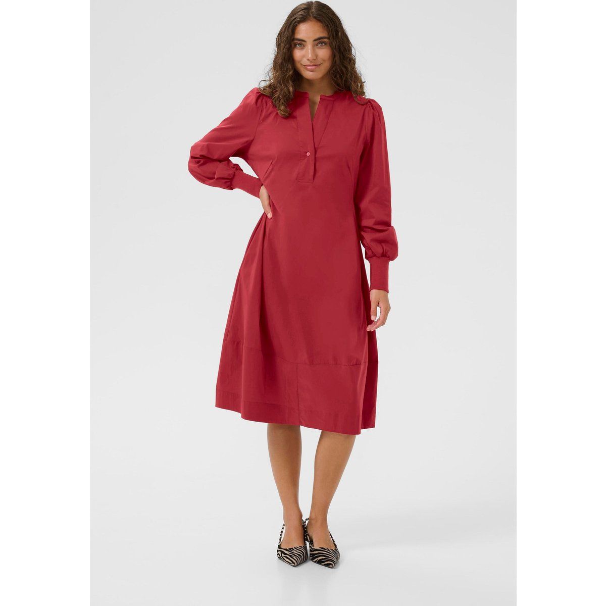 Lockeres Midikleid mit Rippbündchen