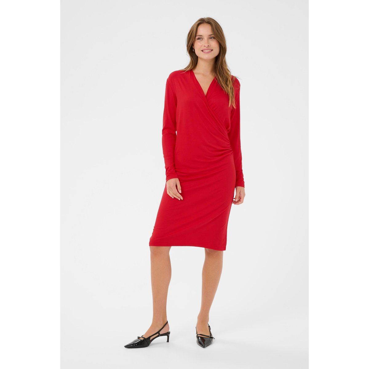 Elegantes Langarm-Wickelkleid aus Jersey