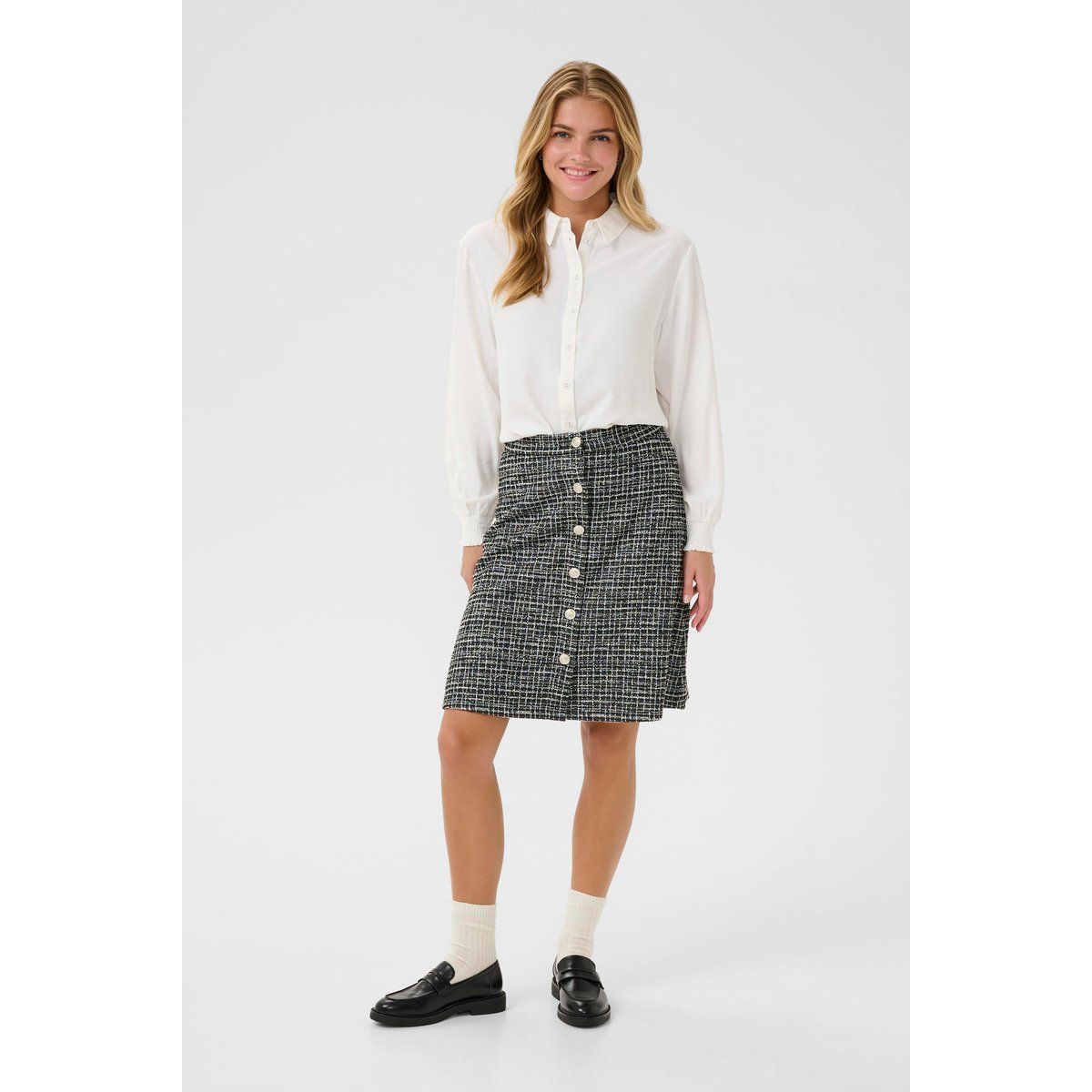 Tweed-Rock in A-Linie mit Knopfleiste