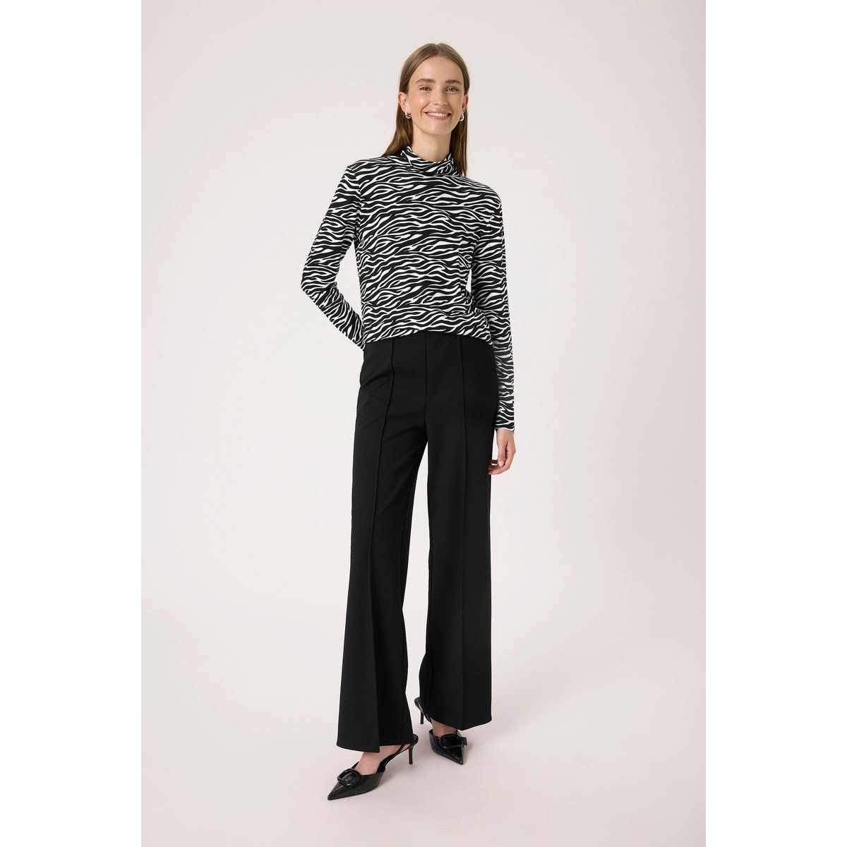 Langarmshirt mit Zebra-Print und Rollkragen