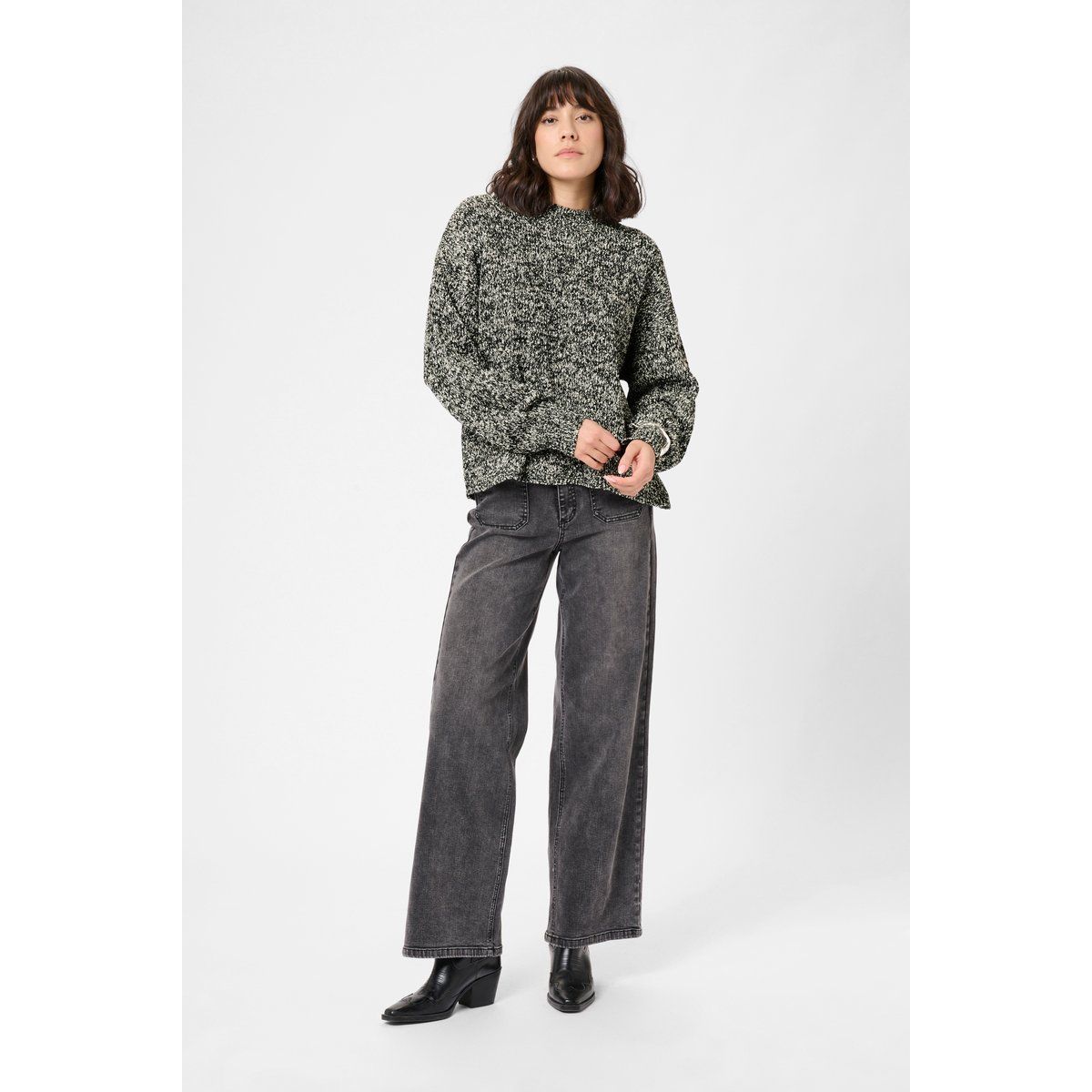 Strukturierter melierter Loose-Fit Pullover