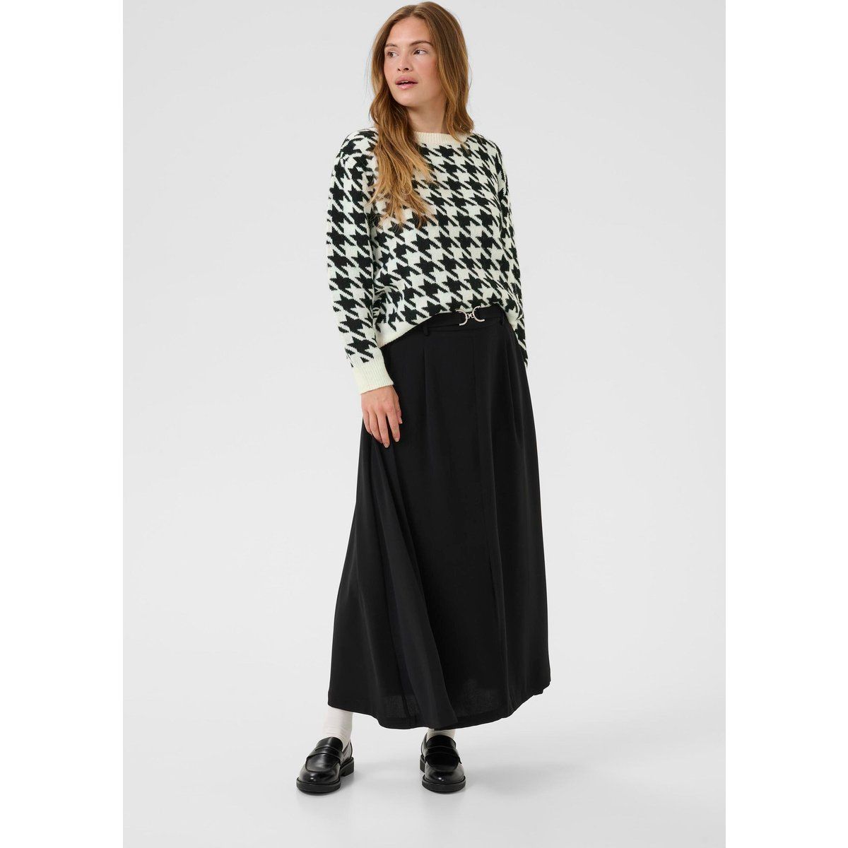 Oversize-Strickpullover mit Hahnentrittmuster
