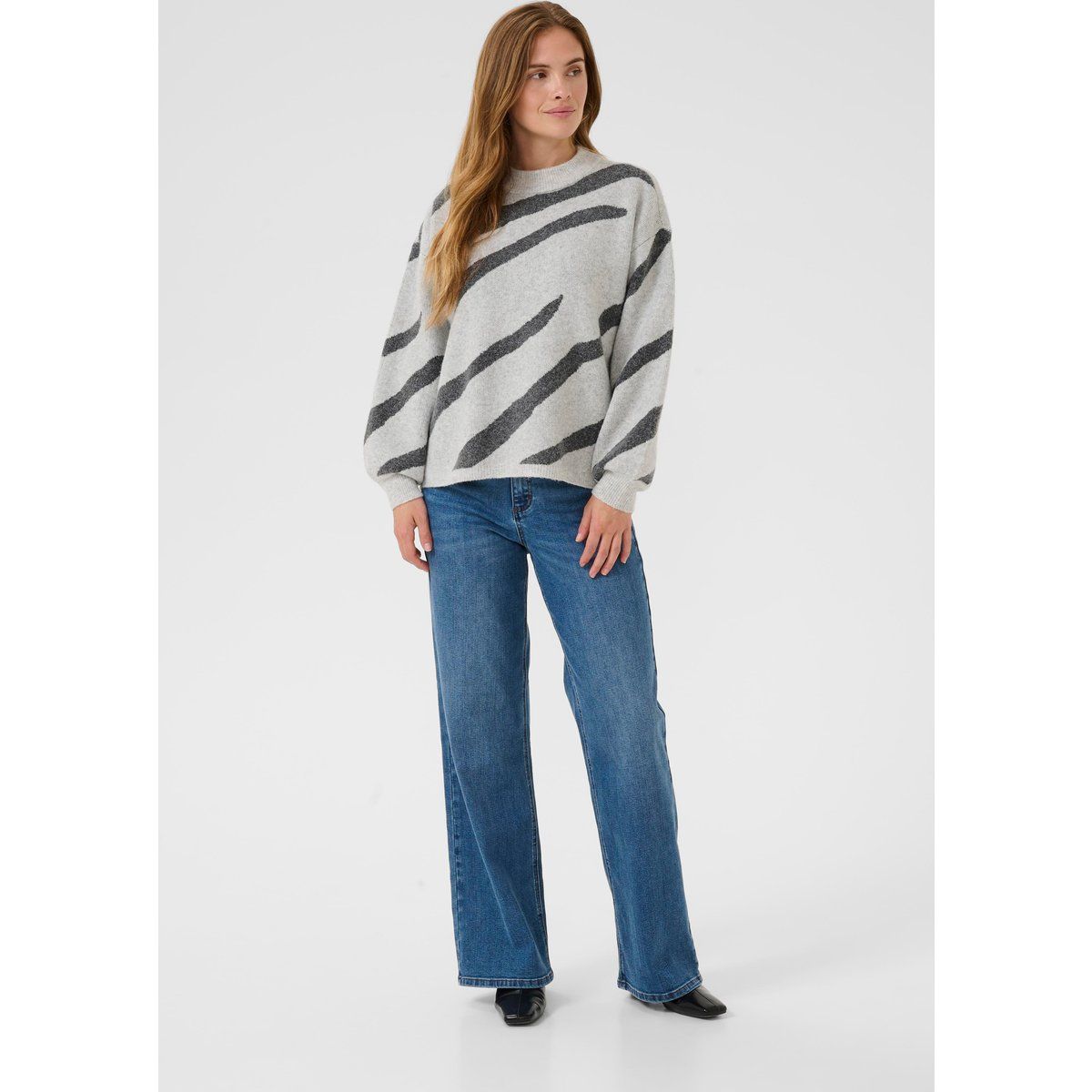 Oversized-Strickpullover mit Zebra-Muster