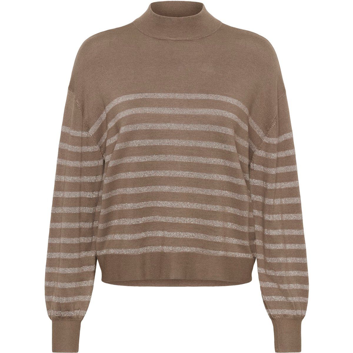 Gestreifter Strickpullover mit Stehkragen