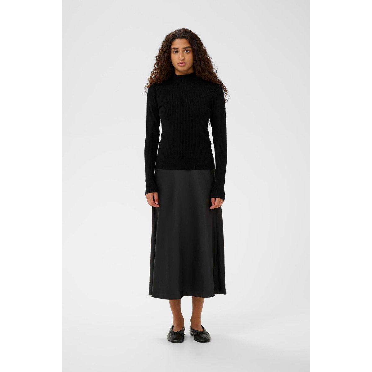 Rippstrick-Pullover mit Stehkragen