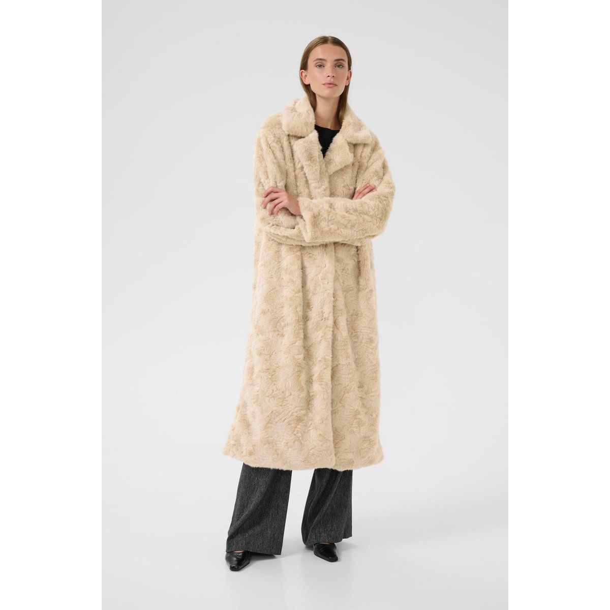 Langer Oversized Kunstfell Mantel