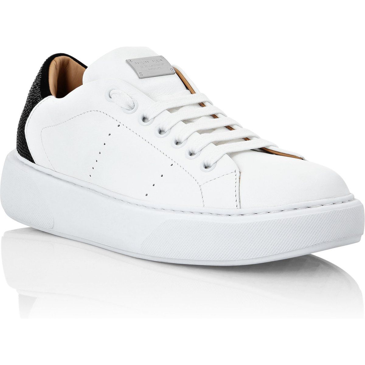 Leder-Sneaker mit Strass-Verzierung