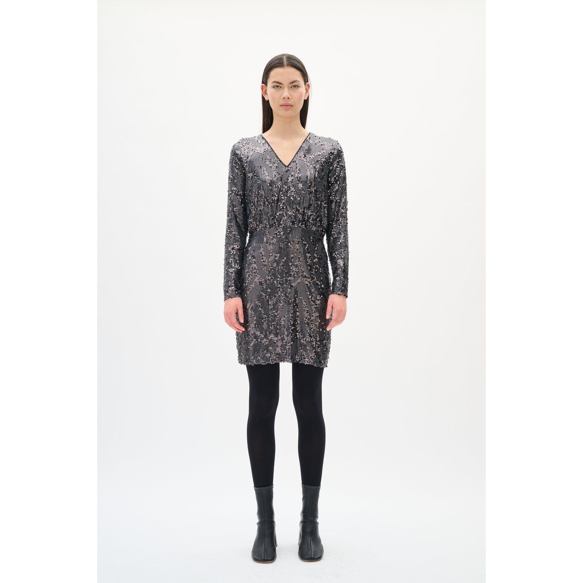 Pailletten-Minikleid mit V-Ausschnitt