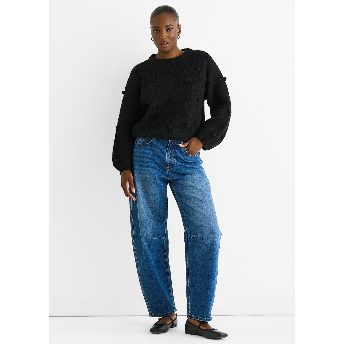 Oversize-Strukturstrickpullover aus Wollmischung