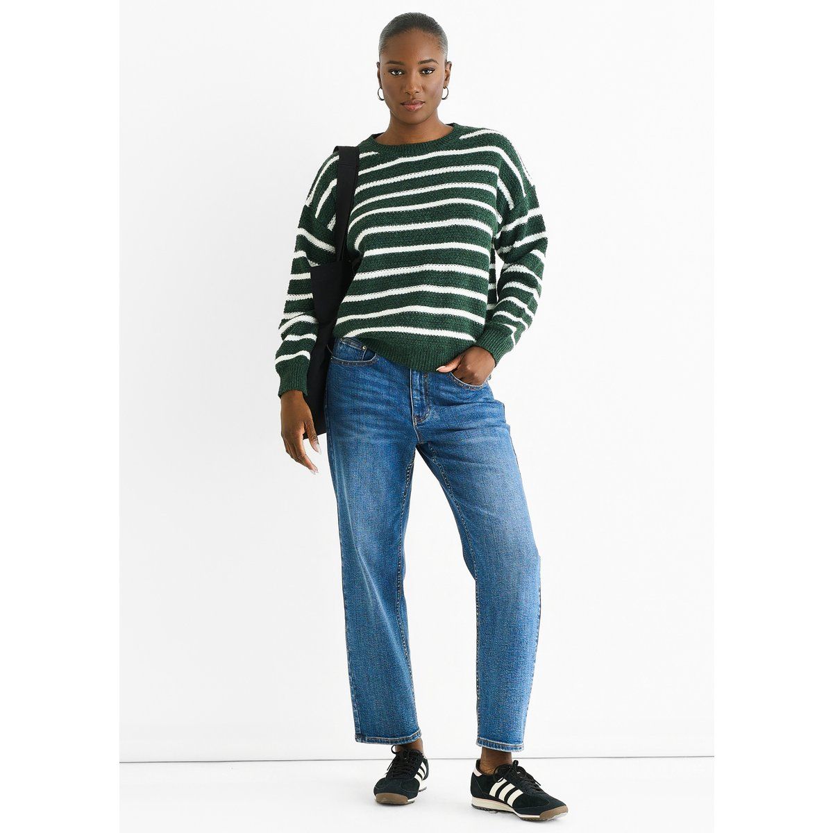 Grob gestrickter Oversize-Streifenpullover