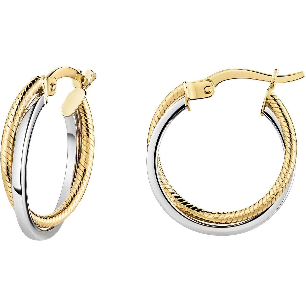 Zweireihige Bicolor Gold-Creolen