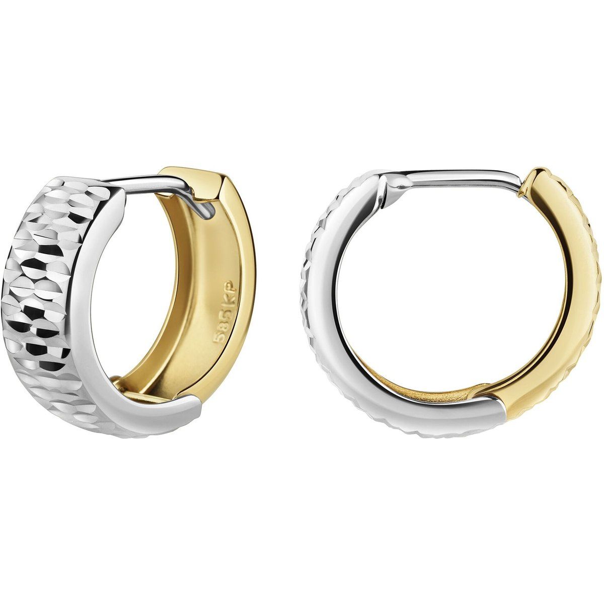 Bicolor Goldcreolen mit Diamantierung