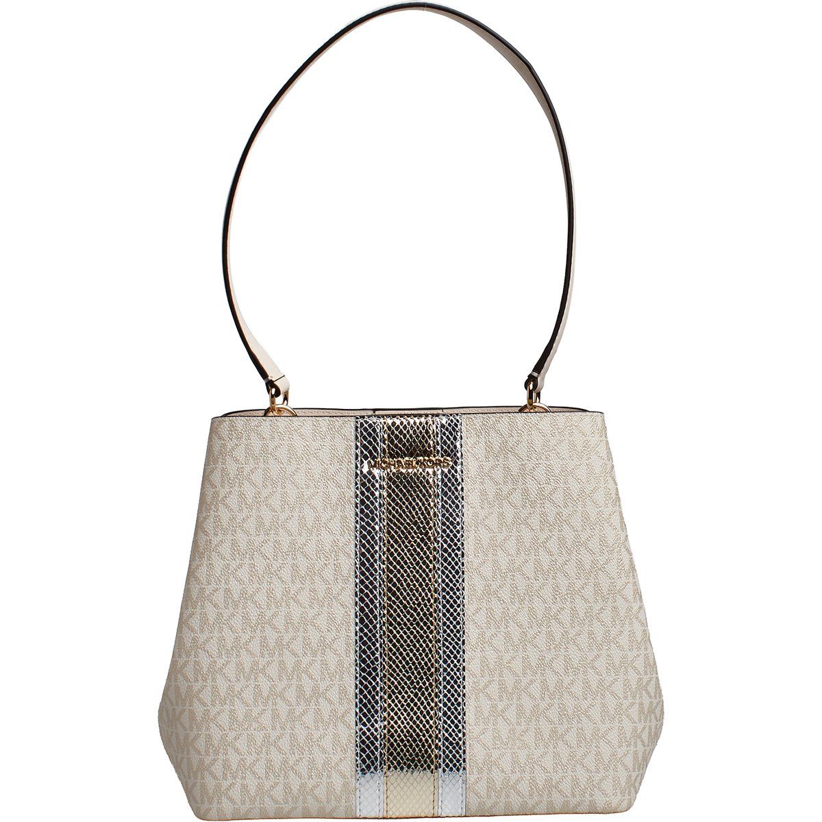 Mittlere Signature Tote mit Metallic-Streifen